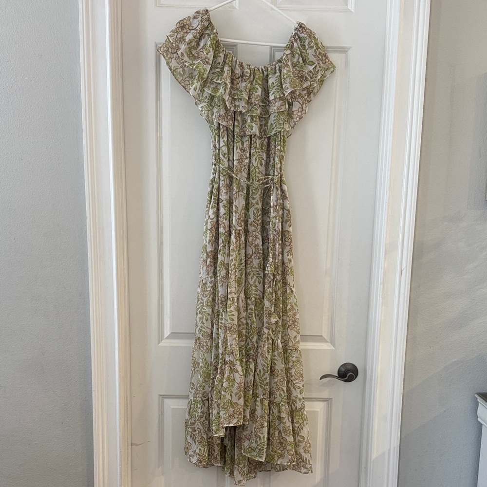Misa Los Angeles Olympia off-the-shoulder maxi dress in a floral print
